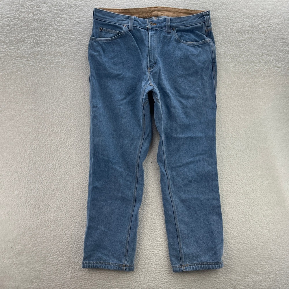 Duluth Trading Co Jeans Mens 38x32 Blue Ballroom Relaxed Denim 100% Cotton Work